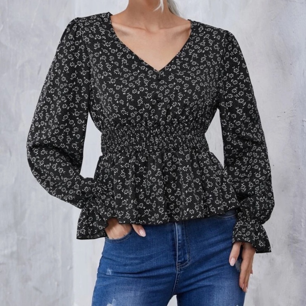 NWOT Shein Floral Peplum Blouse